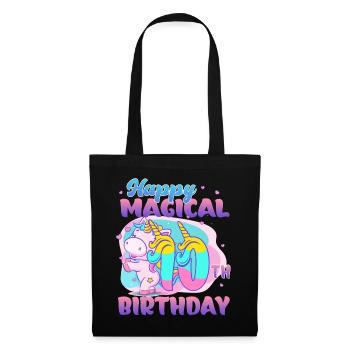 Alles Gute Zum 10. Geburtstag Einhorn Pony - Stoffbeutel - Schwarz - Vorne