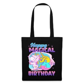 Alles Gute Zum 8. Geburtstag Einhorn Pony - Stoffbeutel - Schwarz - Vorne