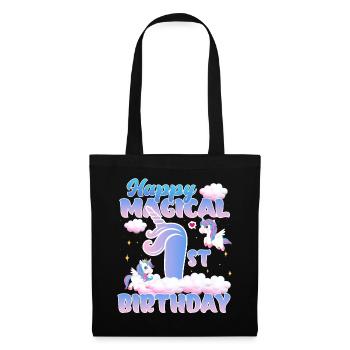 Happy Magical 1st Birthday Einhorn Pony - Stoffbeutel - Schwarz - Vorne