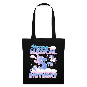 Happy Magical 5th Birthday Einhorn Pony - Stoffbeutel - Schwarz - Vorne