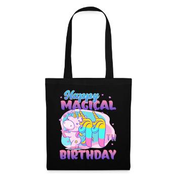 Alles Gute Zum 11. Geburtstag Einhorn Pony - Stoffbeutel - Schwarz - Vorne