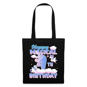 Happy Magical 4th Birthday Einhorn Pony - Stoffbeutel - Schwarz - Vorne