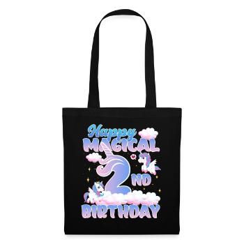 Happy Magical 2nd Birthday Einhorn Pony - Stoffbeutel - Schwarz - Vorne