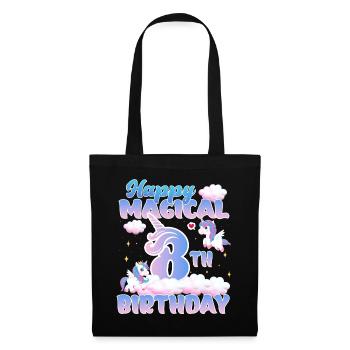 Happy Magical 8th Birthday Einhorn Pony - Stoffbeutel - Schwarz - Vorne