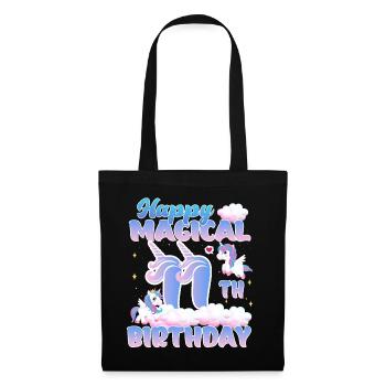 Happy Magical 11th Birthday Einhorn Pony - Stoffbeutel - Schwarz - Vorne
