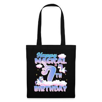 Happy Magical 7th Birthday Einhorn Pony - Stoffbeutel - Schwarz - Vorne