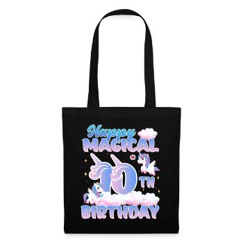 Happy Magical 10th Birthday Einhorn Pony - Stoffbeutel - Schwarz - Vorne