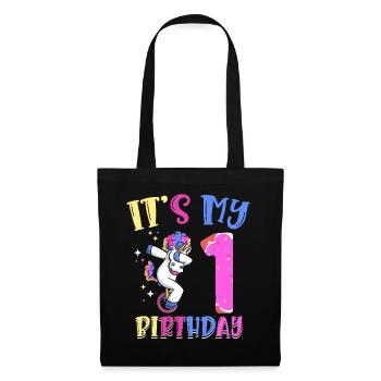 Es Ist Mein 1 Geburtstag Tupfende Einhorn Pony 1. - Stoffbeutel - Schwarz - Vorne