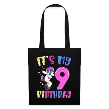 Es Ist Mein 9 Geburtstag Tupfende Einhorn Pony 9. - Stoffbeutel - Schwarz - Vorne