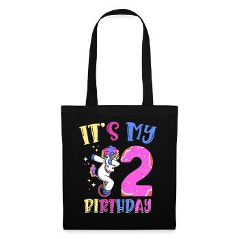 Es Ist Mein 2 Geburtstag Tupfende Einhorn Pony 2. - Stoffbeutel - Schwarz - Vorne