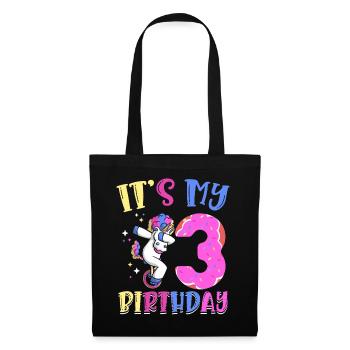 Es Ist Mein 3 Geburtstag Dabbing Unicorn Pony 3. - Stoffbeutel - Schwarz - Vorne