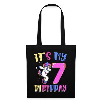 Es Ist Mein 7 Geburtstag Tupfende Einhorn Pony 7. - Stoffbeutel - Schwarz - Vorne