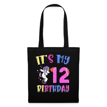 Es Ist Mein 12 Geburtstag Dabbing Einhorn Pony 12. - Stoffbeutel - Schwarz - Vorne