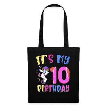 Es Ist Mein 10. Geburtstag Dabbing Unicorn Pony - Stoffbeutel - Schwarz - Vorne