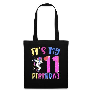 Es Ist Mein 11 Geburtstag Tupfende Einhorn Pony - Stoffbeutel - Schwarz - Vorne
