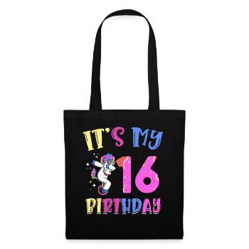 C’est mon 16e anniversaire en barbotant un poney licorne - Sac en tissu - noir - Devant