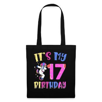Es Ist Mein 17. Geburtstag Tupfende Einhorn Pony - Stoffbeutel - Schwarz - Vorne