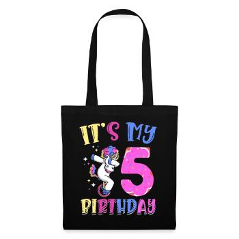 Es Ist Mein 5 Geburtstag Tupfende Einhorn Pony 5. - Stoffbeutel - Schwarz - Vorne