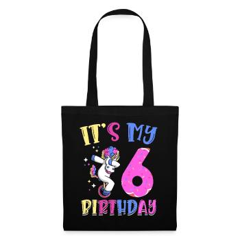 Es Ist Mein 6 Geburtstag Tupfende Einhorn Pony 6. - Stoffbeutel - Schwarz - Vorne