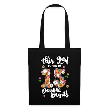 Dieses Mädchen Ist Jetzt 15 Double Digits Floral - Stoffbeutel - Schwarz - Vorne