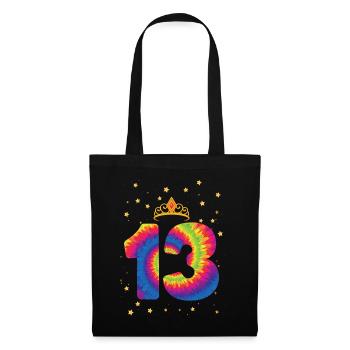 13th birthday Krone | Tie Dye Themed Birthday | - Tote Bag - black - Front