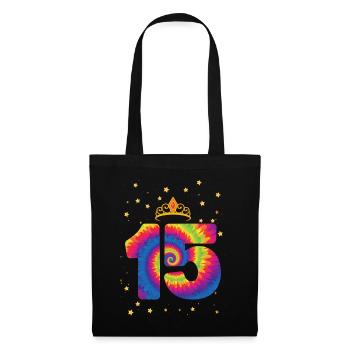 15th birthday Krone | Tie Dye Themed Birthday | - Tote Bag - black - Front