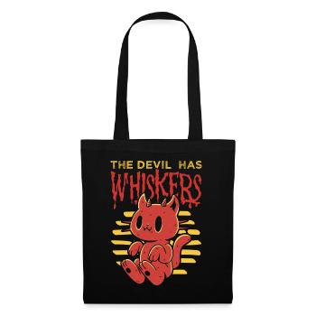 Le diable a moustache démon chat Halloween - Sac en tissu - noir - Devant