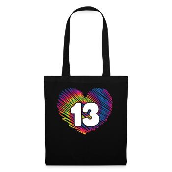 13th Birthday Heart Tie Dye | Tie Dye Themed - Tote Bag - black - Front