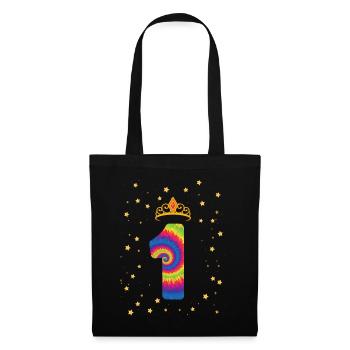 1st birthday Krone | Tie Dye Themed Birthday | - Tote Bag - black - Front