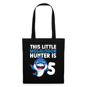 Ce petit chasseur de mégalodon a 5 ans - - Sac en tissu - noir - Devant