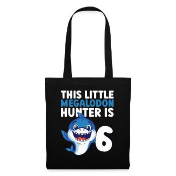 Ce petit chasseur de mégalodon a 6 ans - - Sac en tissu - noir - Devant
