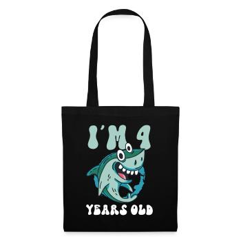 Ce petit chasseur de mégalodon a 4 ans - - Sac en tissu - noir - Devant