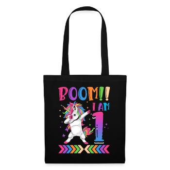 Boom!! I Am 1, Colorful Funny Unicorn 1. - Tote Bag - black - Front