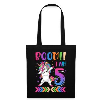 Boom!! J’ai 5 ans, licorne drôle colorée 5. - Sac en tissu - noir - Devant