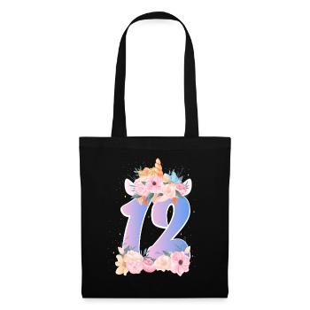 12 Couronne de licorne Mignon Bouquet de Fleurs 12. - Sac en tissu - noir - Devant