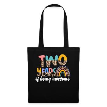 Two Years Awesome Animal Skin Pattern Birthday - Tote Bag - black - Front