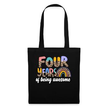 Four Years Awesome Animal Skin Pattern Birthday - Tote Bag - black - Front