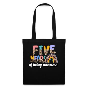 Five Years Awesome Animal Skin Pattern Birthday - Tote Bag - black - Front