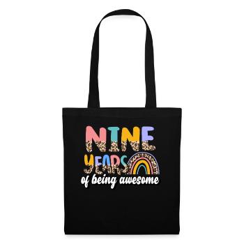 Nine Years Of Being Awesome Animal Skin Pattern - Tote Bag - black - Front