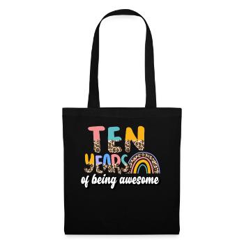 Ten Years Awesome Animal Skin Pattern Birthday - Tote Bag - black - Front