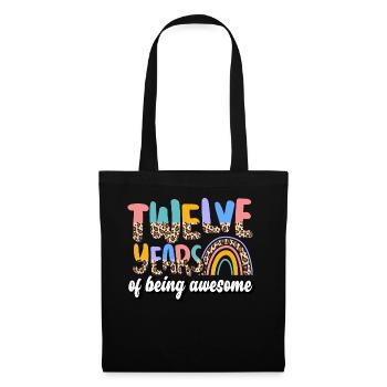 Twelve Years Of Being Awesome Animal Skin Pattern - Tote Bag - black - Front