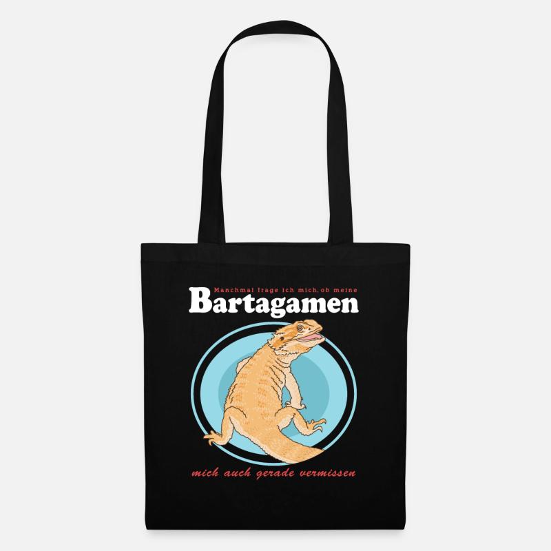 Bartagame Reptilien Bartagamen Geschenk - Stoffbeutel - Schwarz