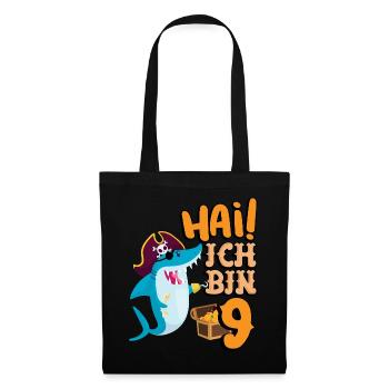 Hai! Ich Bin 9 Einäugiger Piraten Hai 9. - Stoffbeutel - Schwarz - Vorne