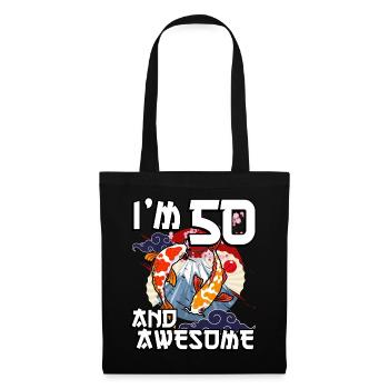 Ich Bin 50 Und Awesome Japanischer Karpfen Koi - Stoffbeutel - Schwarz - Vorne
