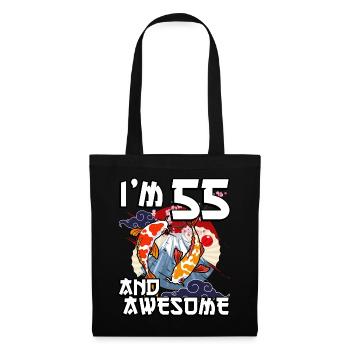 Ich Bin 55 Und Awesome Japanischer Karpfen Koi - Stoffbeutel - Schwarz - Vorne