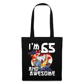 Ich Bin 65 Und Awesome Japanischer Karpfen Koi - Stoffbeutel - Schwarz - Vorne