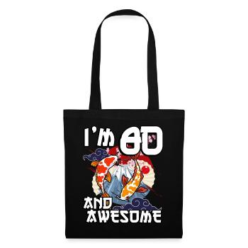 Ich Bin 80 Und Awesome Japanischer Karpfen Koi - Stoffbeutel - Schwarz - Vorne