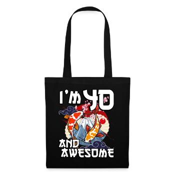 Ich Bin 40 Und Awesome Japanischer Karpfen Koi - Stoffbeutel - Schwarz - Vorne