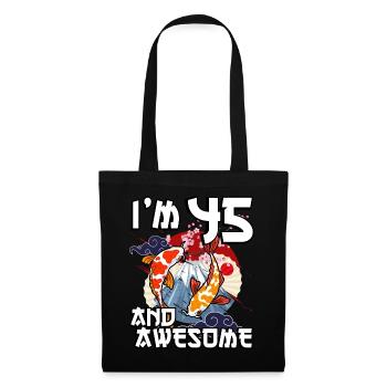 Ich Bin 45 Und Awesome Japanischer Karpfen Koi - Stoffbeutel - Schwarz - Vorne
