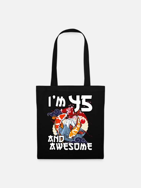 Ich Bin 45 Und Awesome Japanischer Karpfen Koi - Stoffbeutel - Schwarz